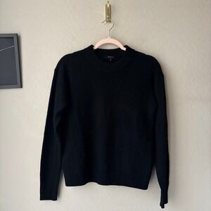 Quince Baby Alpaca-Wool Diamond Stitch Crewneck Sweater Black Size Small